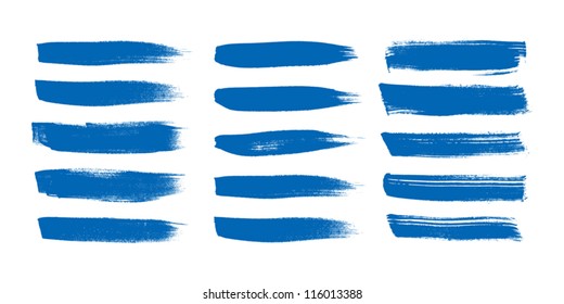 Blue vector brush strokes collection