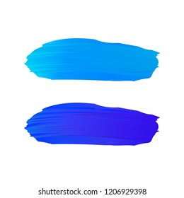 Blue vector brush strokes collection.Set of colorful smears. 