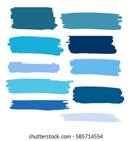 blue vector brush strokes of paint on white background 