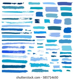 trazos de pincel azul vectorial sobre fondo blanco 