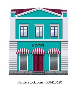 blue vector building of hotel