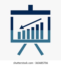 Blue Vector Business Growing Chart Presentation Icon