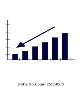 Blue Vector Business Growing down Chart Presentation Icon