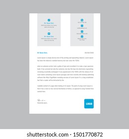Blue vector business letterhead template design