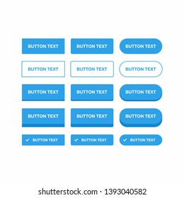 Blue vector buttons for webdesign or ui ux design. Rounded pill and Ghost button.