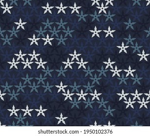 Camuflaje vectorial azul, patrón de estrellas, fondo interminable.