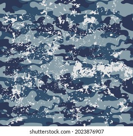 Camuflaje vectorial azul, textura de moda, tela moderna.