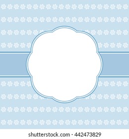 Blue vector card template. Floral card and background.