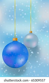 Blue vector christmas background with balls