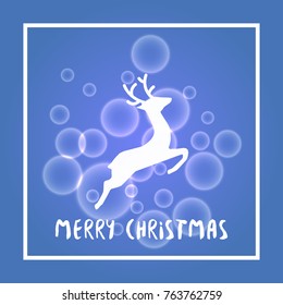 blue vector christmas background with deer