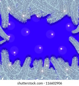 Blue Vector Christmas background with silver Christmas trees