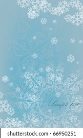 Blue Vector Christmas background with white snowflakes