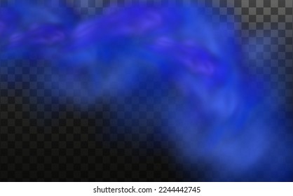 Blue vector cloudiness ,fog or smoke on dark checkered background.Cloudy sky or smog over the city.Vector illustration.