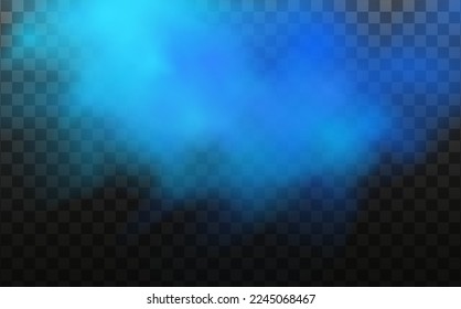 Blue vector cloudiness ,fog or smoke on dark checkered background.Cloudy sky or smog over the city.Vector illustration.