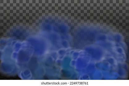 Blue vector cloudiness ,fog or smoke on dark checkered background.Cloudy sky or smog over the city.Vector illustration.