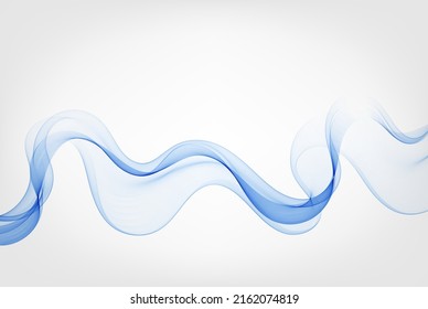 Blue vector color abstract wave. Wave design element. The flow of a transparent swirling wave.