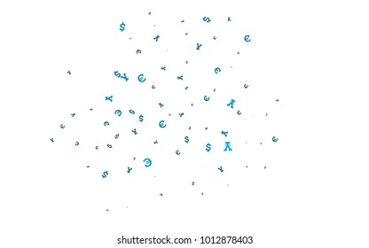 BLUE vector cover with Euro, Dollar, Yen signs. Blurred design in with symbols of EUR, USD, JPY. Smart design for your business advert of economic, wealth.
