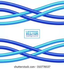 Blue vector crossing cables on white background