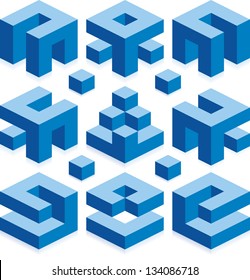 Cubos vectoriales azules para la construcción