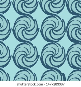 Blue Vector decorative continuous background using wavy lines, curves and circles. Composition can be used as wallpaper.