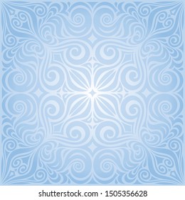 Blue vector decorative flowers background trendy floral ornamental fashion wallpaper mandala design
