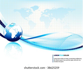 blue vector design template with earth globe