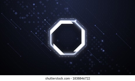 Blue vector digital hexagon background. Technological design