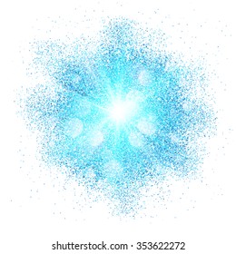 Blue vector dust explosion splash on white background