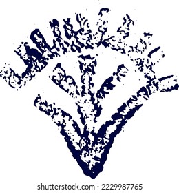 Elemento vector azul en estilo japonés aislado en fondo blanco. estampado a mano decorativo de arte.