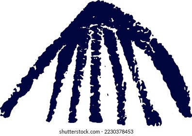 Blue vector element in japanese style isolated on white background. art decorative hand drawn stamp.