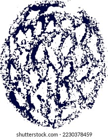 Blaues Vektorelement im japanischen Stil einzeln auf weißem Hintergrund. kunstdekorativer handgezeichneter Stempel.