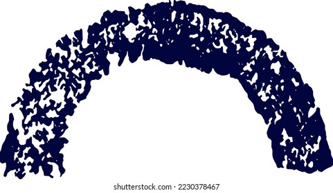 Blue vector element in japanese style isolated on white background. art decorative hand drawn stamp.