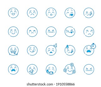 blue vector emoji set flat