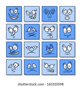 Blue vector emoticons.