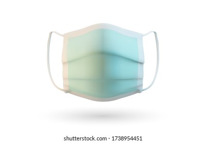 Blue vector face mask, isolated object on a white background. Protection against corona virus and bacteria. Symbol of the doctor and medicine. Health and healthcare concept.