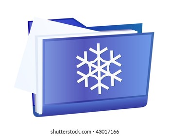 blue vector file folder with snowflake