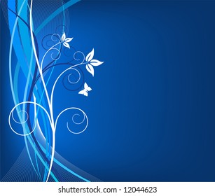 Blue vector floral background
