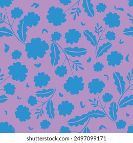 Blue vector floral pattern. seamless pattern vector with climbing flowers illustration.Suitable Design for wallpaper, fabric, wrapping paper, background