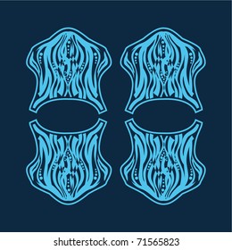Blue vector floral silhouette background.