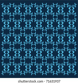 Blue vector floral silhouette background.