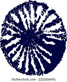 Blauer Vektorblumenstempel im japanischen Stil einzeln auf weißem Hintergrund. kunstdekorative, handgezeichnete Figur für Stoffdesign