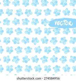 Blue vector flowers floral background. Regular abstract watercolor painted flowers Forget me not