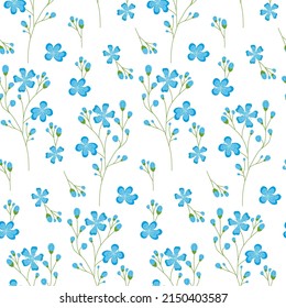 Blaue Vektorblumen Blumenmuster auf weißem Hintergrund