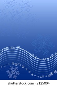 Blue vector flowing snowflakes background