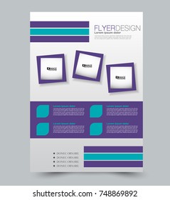 PurplÑ? and blue vector flyer, brochure, annual report cover template. Business and education a4 design.