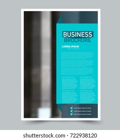 Blue vector flyer template. Abstract brochure design. Annual report cover background. For business, education, advertisement. Editable illustration.