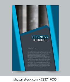 Blue vector flyer template. Abstract brochure design. Annual report cover background. For business, education, advertisement. Editable illustration.