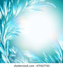 Blue vector frame background with frosty patterns
