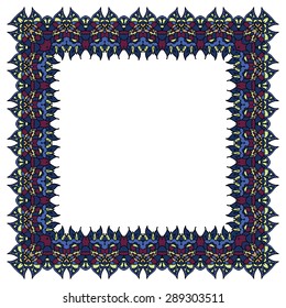 Blue vector frame. Isolated square element.