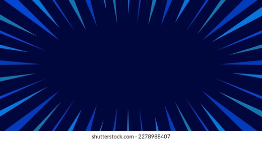 Blue Vector frame with Radial speed lines for comic books. Explosion background. Vector illustration